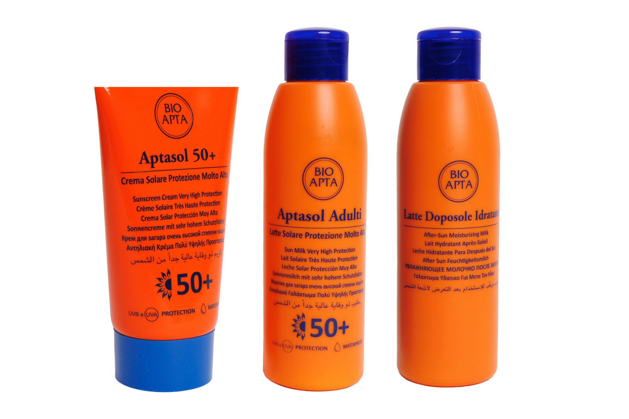 01 Aptacream SPF50 + αντηλιακή κρέμα προσώπου(75ml) & Aptasol Adulti SPF50 + (125ml) & Aptasol Idratante After sun (125ml) - Image 1